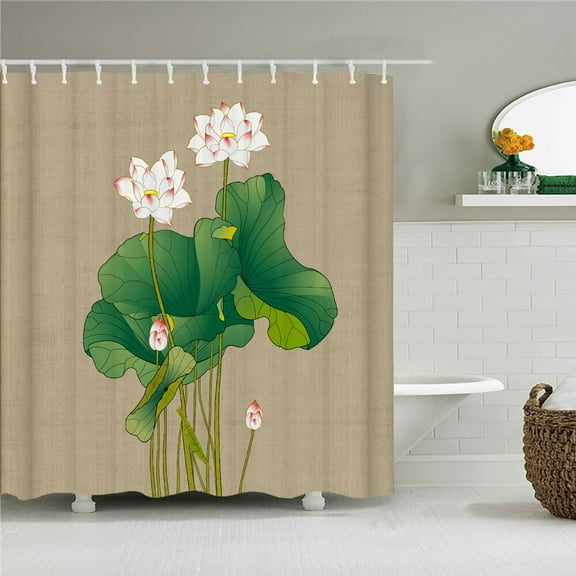 Chinese style Bath Curtain Waterproof Shower Curtains Polyester Flowers Birds Pattern Bath Screen Curtain for Bathroom