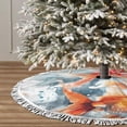 thumbnail image 3 of Christmas Tree Skirt, Three Goldfish Watercolor Splash Christmas Tree Decorations Indoor, Tree Skirts Mat With Tassel Trim for Halloween New Year Holiday Christmas Party Decor 30 Inches, 3 of 7