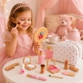 thumbnail image 3 of RNKR Wooden Pretend Makeup Kit for Toddlers for Girls with Lipstick, Mirror, Perfume, Powder & Cosmetic Bag – Play Makeup for Kids Ages 3+, 3 of 10