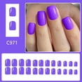 thumbnail image 7 of 24 Pcs Solid Color False Nail Short Square Press On Nail Purple Stick on Nail, 7 of 7