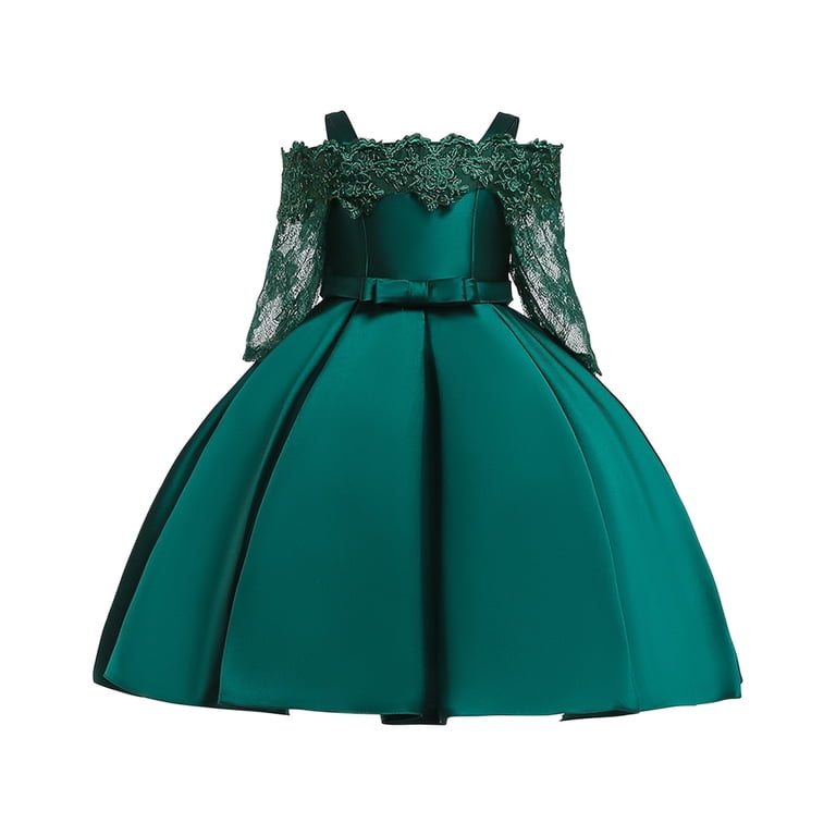ATOGUTA Girls Summer Dress Embroidery Lace Bowknot Birthday Party Gown Kids Dresses  Green, Sizes 3T-8 - Walmart.com