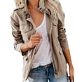 thumbnail image 1 of Abrigo de mujer Blusa informal para mujer Chaqueta de mezclilla perforada con botones para mujer con abrigo de bolsillo, 1 of 2