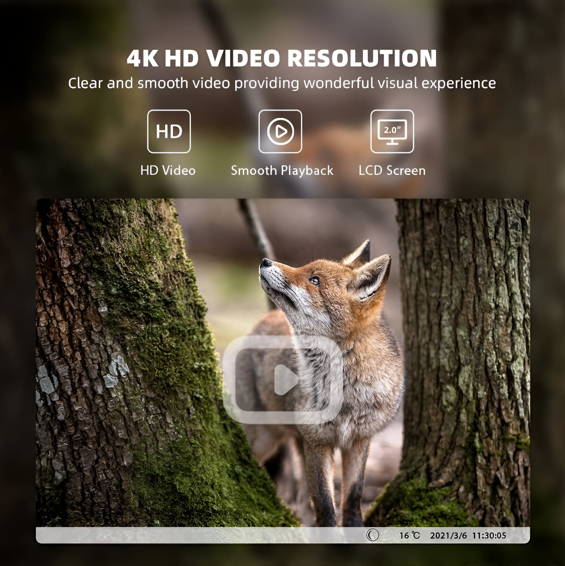 Usogood 4K 48MP WiFi Trail Camera with Phone App, Game Camera with Night Vision Motion Activated IP66 Waterproof, 120°PIR Range for Deer & Wildlife