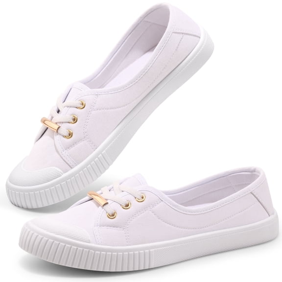 HARVEST LAND Slip-On Canvas Shoes for Women-Fashion Low-Top Flat Loafers with CloudFoam Insole