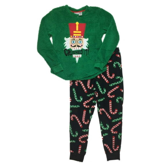 Womens Green Fleece Nutcracker Holiday Pajamas Christmas Candy Sleep Set Large