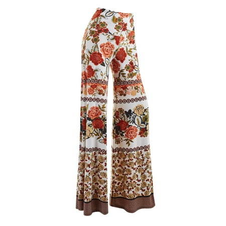 Polka Dot Pj Pants - MBJ WB1194 Womens Polka Dot Wide Leg Palazzo Pants XL RUST_IVORY