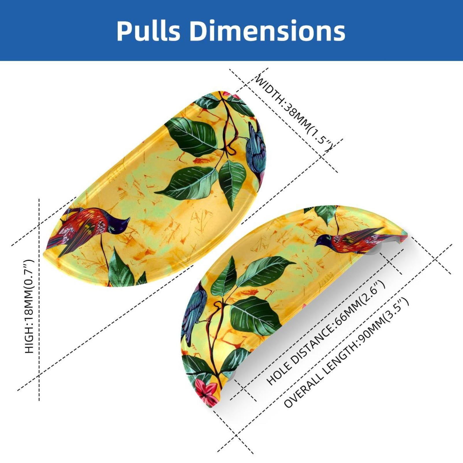 PhooArto 6 Pcs Cup Drawer Pulls, Green Leaf and Birds Shell Shape Handles Cabinet Knobs for Dresser Cupboard Closet Wardrobe with Screws