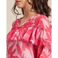 thumbnail image 5 of Moomaya Printed V-Neck Tops For Women, Ruffle Full Sleeve Sheer Summer Tunic Top, 5 of 9