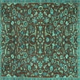 thumbnail image 1 of Ahgly Company Machine Washable Indoor Square Persian Turquoise Blue Traditional Area Rugs, 3' Square, 1 of 4