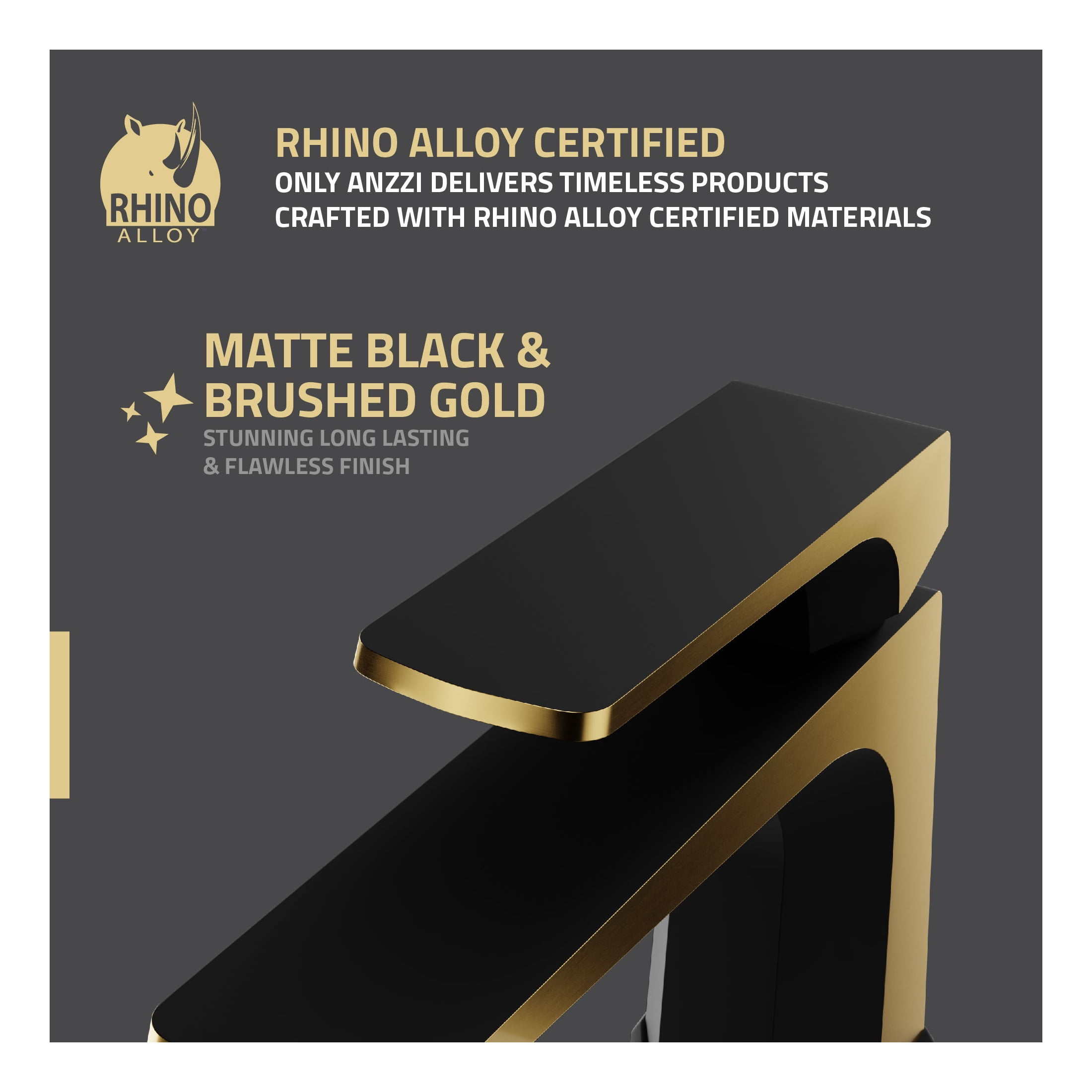 ANZZI Bathroom Faucet with Pop-Up Drain, Single-Handle Single-Hole in Matte Black / Brushed Gold