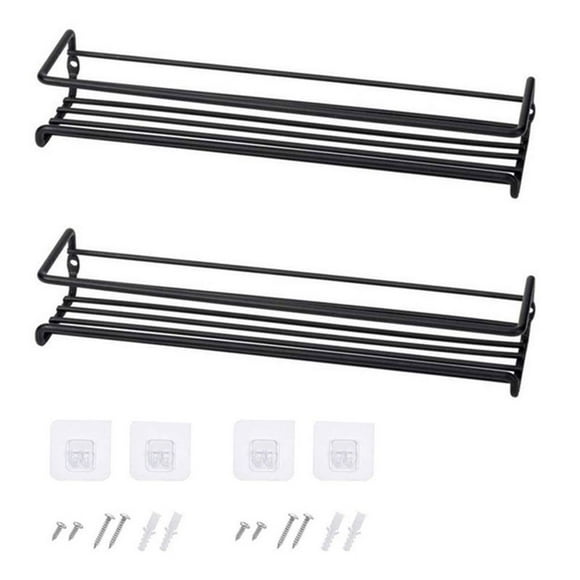 Wall Mounted Spice Rack For Kitchen Cabinets, Space Saving Painted Iron Construction Tiered Shelves Hanging Design Multi-Use For Kitchen Bathroom And Rv, 2Pcs