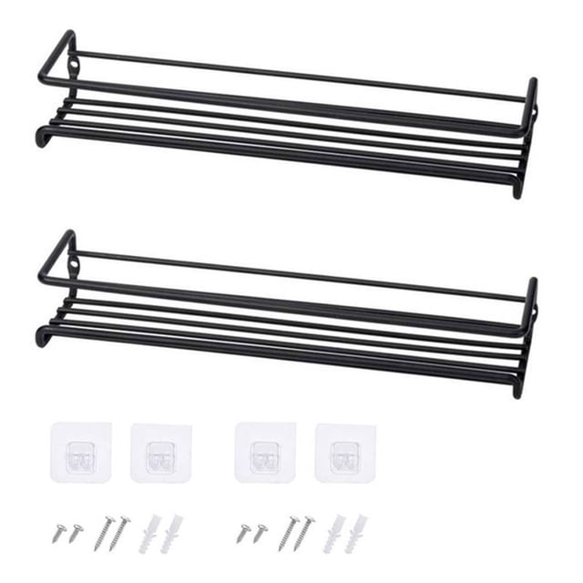 Organizador de especias para ahorrar espacio en la cocina, el baño y la caravana, estantes escalonados de acero al carbono de primera calidad, fáciles de instalar, color negro, 2 piezas