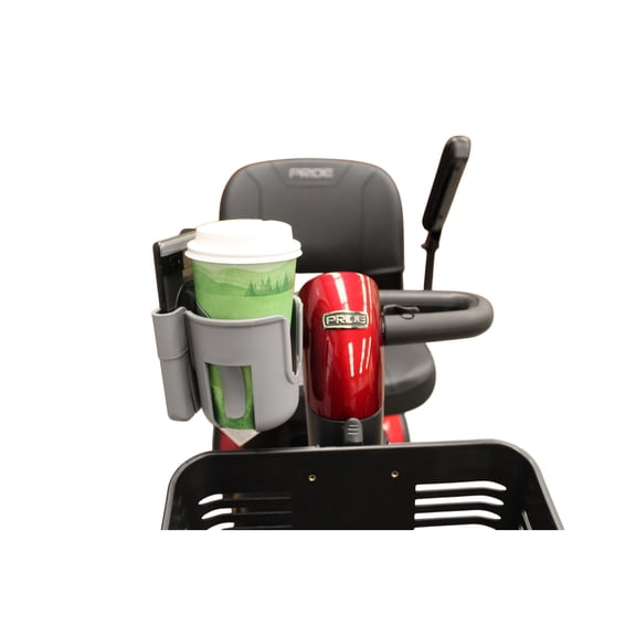MoRollz Cup Holder Bottle Holder, Compatible with  Pride Mobility Scooters,Tiller Mounted, Assembled in USA, Black, SCH10-P