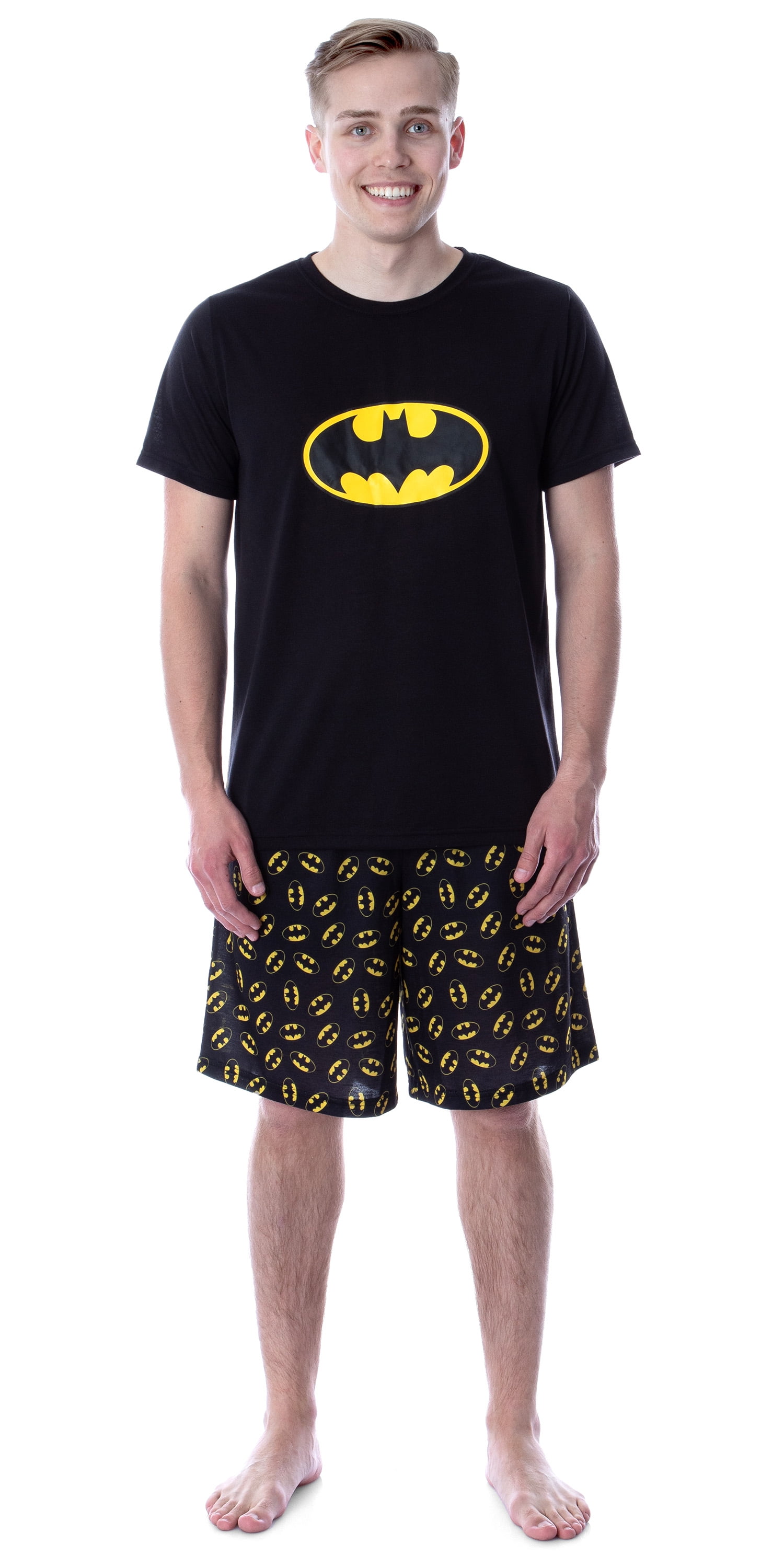 Boys Batman 100% Cotton Short Sleeved Shirt and Shorts Shorties Pajamas Set