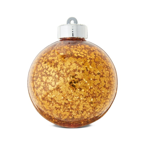 Light-Up Clear with Gold Flakes Plastic Christmas Ornament, 3.1", by Holiday Time