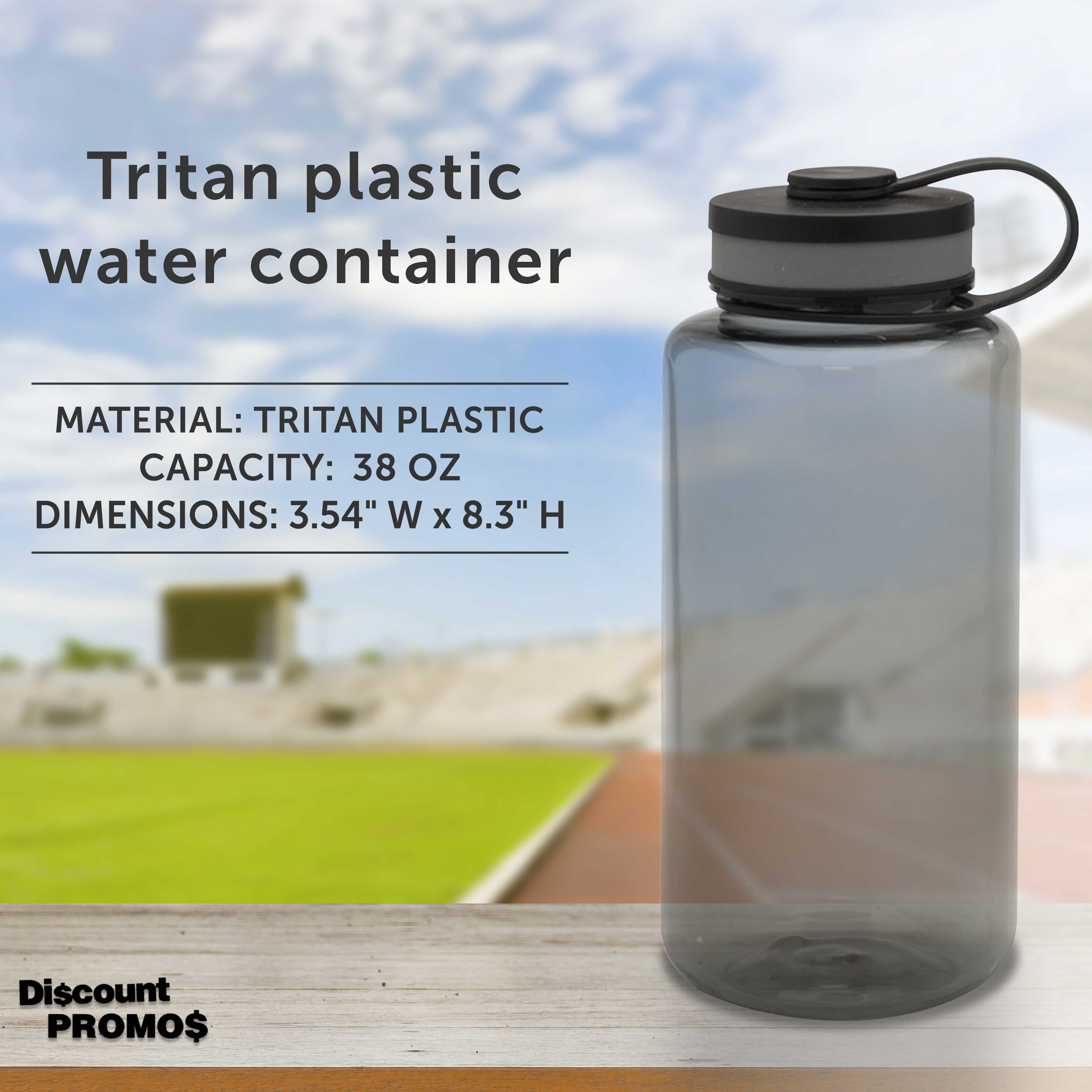 Plastic Sports Water Bottles with Flip Lid 38 oz. Set of 10, Bulk Pack - Great for Gym, Hiking, Cycling, Camping, Backpacking, School - Smoke