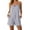 Gray, variant on Striped Spaghetti Strap Romper Shorts for Women with Ruffled Neckline and Pockets