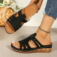 thumbnail image 5 of THDHVS Wedge Sandals for Women,Womens Sandals Comfortable,Women's Fashion Casual Summer Hollow Strap Fish Mouth Wedge Slippers Black 7.5, 5 of 6
