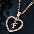 thumbnail image 2 of 2Ct Round Real Moissanite Heart Initial "F" Letter Pendant 14k Rose Gold Plated, 2 of 2