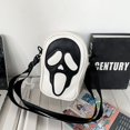 thumbnail image 1 of Bolso de mensajero para hombre y mujer, moderno y divertido bolso de hombro tipo bandolera con diseño de calavera fantasma, de PU suave, pequeño bolso para teléfono móvil, 1 of 6