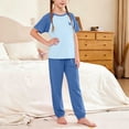 thumbnail image 7 of ATOGUTA Girl Outfit Kids Short Sleeve T-Shirts and Elastic Waist Pants Size 2T-15 Kids Clothing Set Blue, 7 of 7