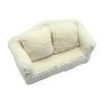 thumbnail image 1 of Sofá en miniatura del sofá de la casa de muñecas para 1/6 1/12 Casa de muñeca Sala de estar blanca con almohadas accesorios de simulación de marco de Sofá doble, 1 of 8
