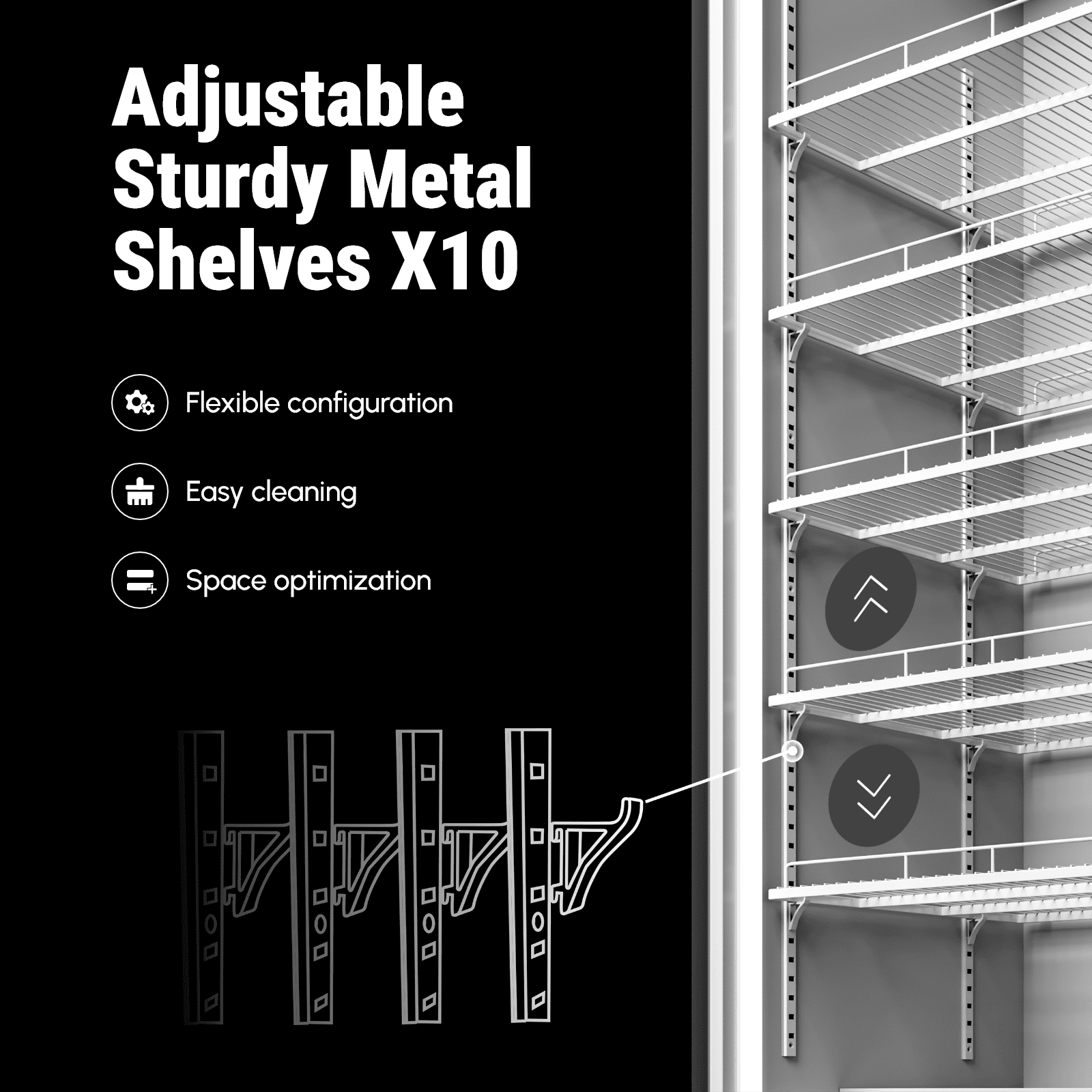 Yeego 27.12 Cu.Ft Commercial Refrigerator,800 Cans Merchandiser Refrigerator with LED Light & Door Lock