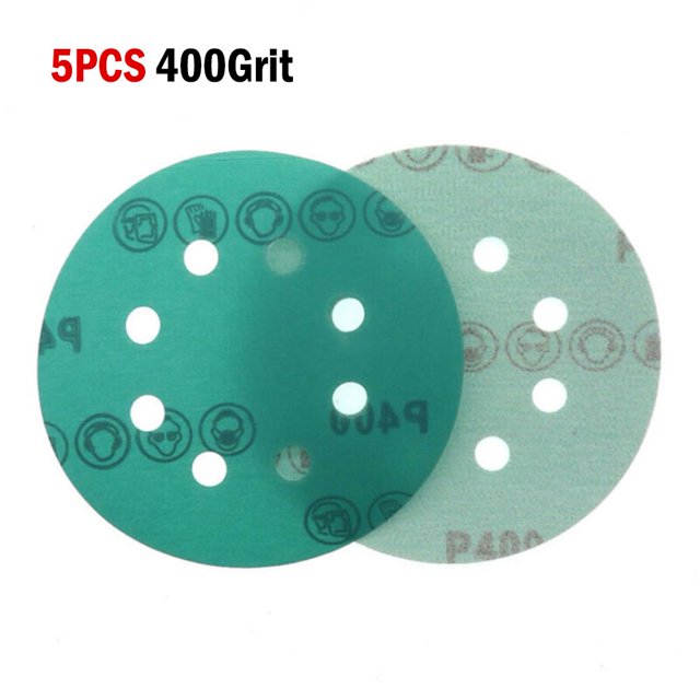 5Inch 8Hole Sanding Discs Hook & Loop Wet Dry PET Film Green Sandpaper Polishing