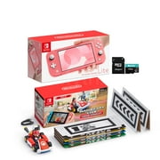 Nintendo Switch Console and Kart Holiday Combo: Nintendo Switch Lite Coral 32GB Console, Mario Kart Live: Home Circuit - Mario Set, Mytrix 128GB MicroSD Card with Adapter