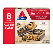 Atkins Protein-Rich Meal Bar, Chocolate Chip Granola, Keto Friendly, 8 Count