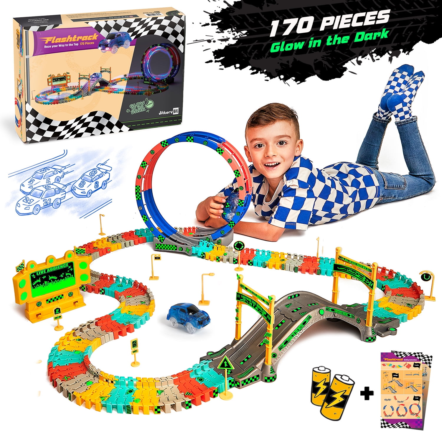 JitteryGit STEM Race Car Track Toy for Kids Amazing Gift for Boys