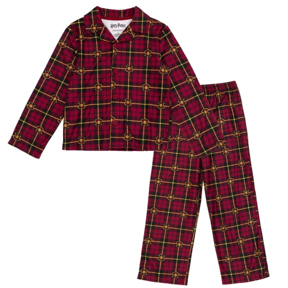 Harry Potter Gryffindor Pajama Shirt and Pajama Pants Sleep Set Plaid Little Kid to Big Kid