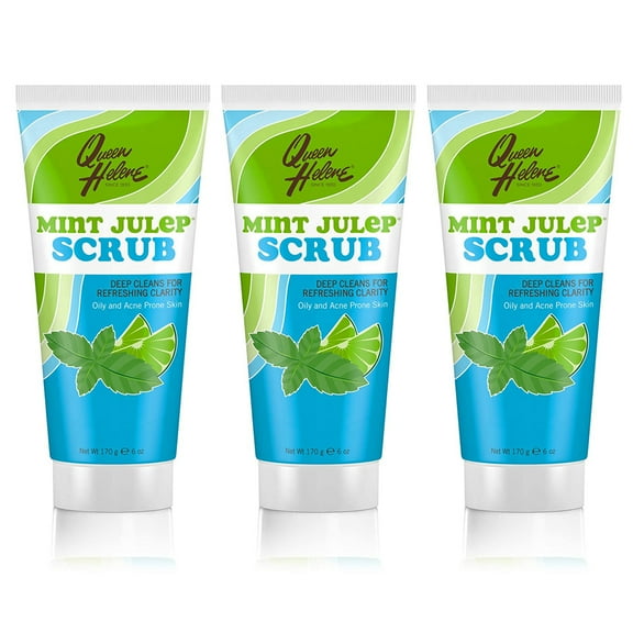 Pack of (3) Queen Helene Facial Scrub, Mint Julep, 6 Oz (Packaging May Vary)
