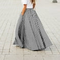 thumbnail image 2 of BKQCNKM Maxi Skirt Flowy Skirts for Women Plaid Print Skirt with Large Hem and High Waist Pocket Skirt Long Dresses for Women Black L, 2 of 9