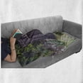 thumbnail image 6 of Outhouse Soft Flannel Fleece Blanket, Farm Life House Wooden Door of Cottage Hut in Woodland Leaves Art Print, Cozy Plush for Indoor and Outdoor Use, 60" x 80", Dark Brown and Green, by Ambesonne, 6 of 6