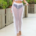 thumbnail image 4 of Defitshape Women's Sexy Swim Suit Coverup Pants Swimwear Sheer See Through Lace Mesh Crochet Net Fishnet Hollow Out Flowy Fringe Beach Boho Hippie Bikini Bathing Suit Cover Ups Long White X-Large, 4 of 5