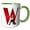 Green/White, variant on 3drose, Red Monogram Initial W with an Eiffel Tower, 11oz Two-tone Green Mug