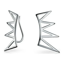 Bling Jewelry Womens Spike Triangles Crawlers Ear Pin Climbers Earrings Sterling Silver