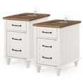 thumbnail image 1 of Wampat End Table with Charging Station Set of 2,Farmhouse Side Table with Storage Drawer and Cabinet,2 Power outlets & 2 USB Ports for Living Room, Oak White, 1 of 7