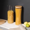 thumbnail image 2 of Juego de 2 recipientes de vidrio para almacenar espaguetis de 71 oz de alto con tapas de bambú - Botes de cocina para almacenar alimentos para pasta, 2 of 6