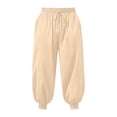 thumbnail image 5 of XIAONU Men's Solid Pants Elastic Waist Relaxed Fit Harem Trousers, 5 of 5