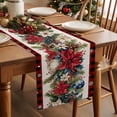 thumbnail image 2 of Burlap Table Runner 70 Inches Long,Christmas Poinsettia Fir Leaves Non-Slip Kitchen Table Runners for Dining Room Everyday Use Party Table Decorations Snowflakes Red Plaid Retro Linen, 2 of 9