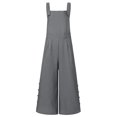 thumbnail image 2 of Aayomet Workout Jumpsuits For Women Women's Sleeveless Overalls Jumpsuit Casual Solid Summer Wide Leg Bib Pants Bottons Wide Leg,Gray XXL, 2 of 5