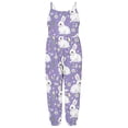 thumbnail image 7 of Kids Girls Bunny Print Sleeveless Jumpsuit Easter Romper Purple Harem Soft Stretchy Kids Clothes 2T,Size 2 T, 7 of 7