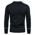 thumbnail image 4 of Mens Cardigan Sweaters Ribbed Wool Color Block Shirts Breathable Outerwear Men's Fashion with Buttons, Black, Size L, 4 of 7