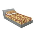 thumbnail image 2 of Ambesonne Floral Fitted Sheet & Pillow Sham Set, Red Flowers on Stripes, Twinxl, Burgundy Yellow, 2 of 2