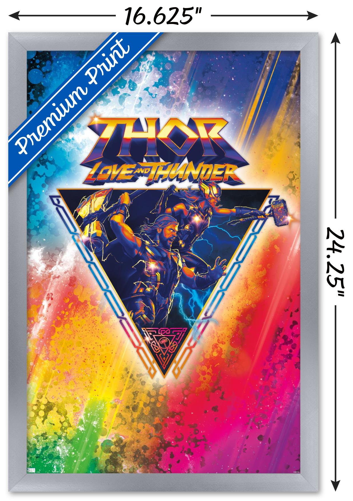 Marvel Thor: Love and Thunder - Rainbow Splatter Wall Poster, 14.725" x 22.375" Framed
