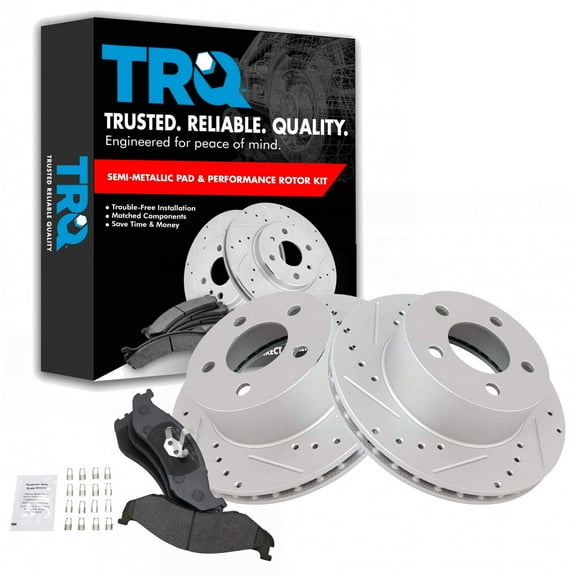 TRQ Performance Brake Rotor Drilled Slotted Metallic Pad Front Kit Fits Select Jeep