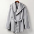 thumbnail image 5 of Lyinloo Woman Long Jackets Long Solid Woolen Coats Double Breasted Warm Blet Outwear Gray M, 5 of 6