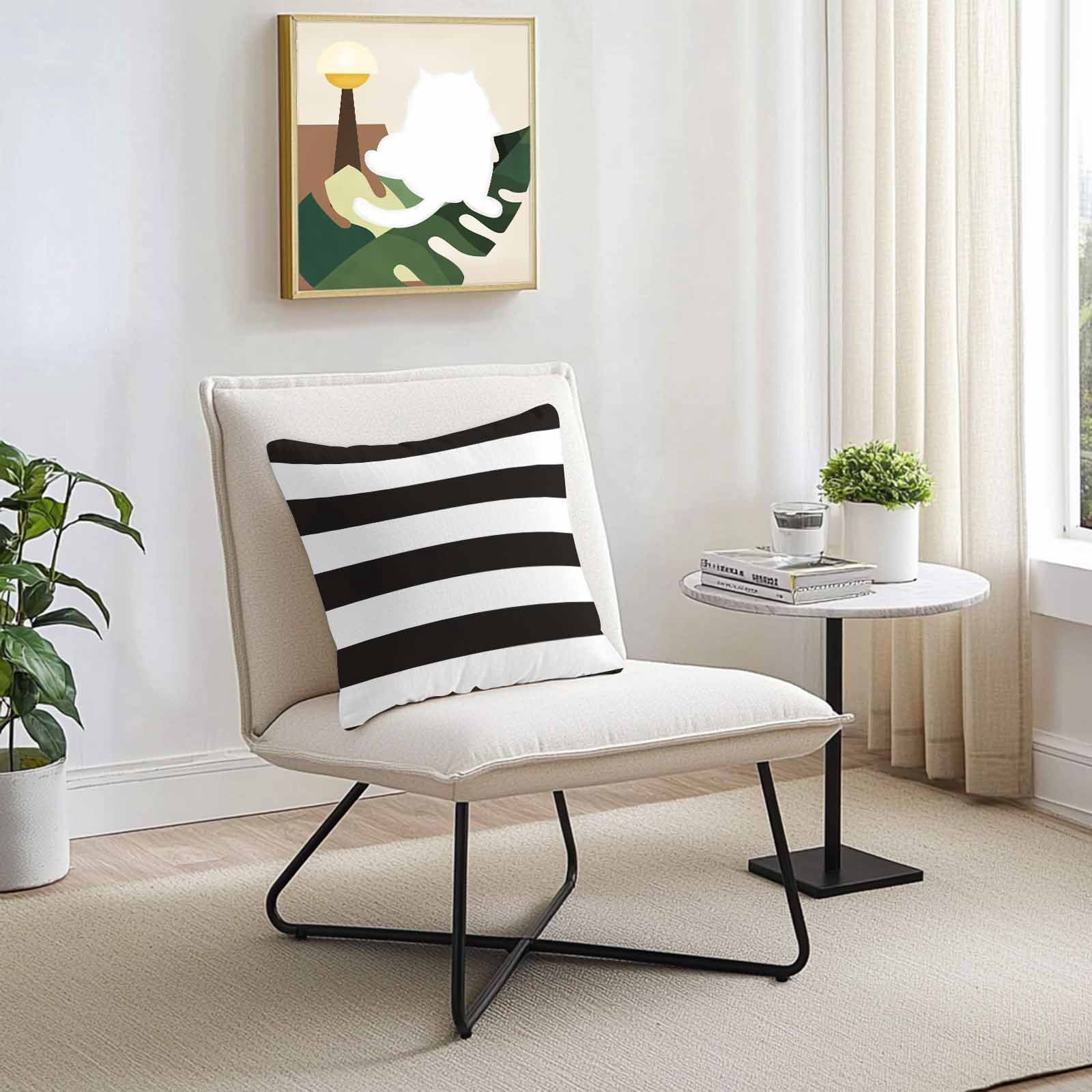Simple Stripe Outdoor Pillow Covers Set of 2 Black and White Waterproof Throw Pillow Case Decorative Square Cushion Cover for Patio Couch Garden Balcony, 26"x26"
